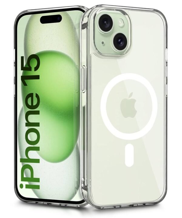 WOW IMAGINE Ultra-Hybrid Back Case Cover for iPhone 15 Compatible with MagSafe | Sleek Hard Crystal Clear Back | Drop & Camera Protection | Shockproof Mobile Case For iPhone 15 (PC & TPU, Transparent)