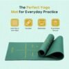 WiseLife TRU Body Alignment Yoga Mat + Sleek Yoga Strap for Men and Women | Non-Slip Textured Extra Wide & Thick | Pro Balance TPE Exercise Mat For Home, Pilates, Gym & Fitness (6mm, Green) - Image 3