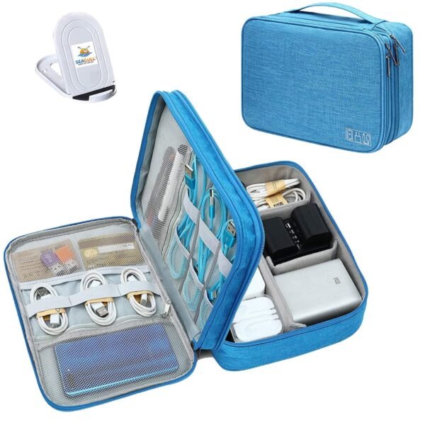 Seagull Flight of Fashion Double Layer Electronic Gadget Organizer Case, Cable Organizer Bag ...