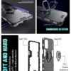 WOW IMAGINE Shock Proof Back Case Mobile Cover for Xiaomi Mi Redmi Note 10 Lite | 9 Pro | 9 Pro Max | Poco M2 Pro (Armor | Hybrid PC + TPU | Full Protection with Ring Holder Kickstand | Carbon Black) - Image 6