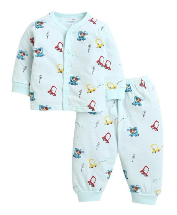 BUMZEE Aqua Blue Baby Boys Full Sleeves Cotton...