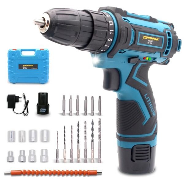 TOMAHAWK® T9130 12V Cordless Screwdriver and Drill Machine - 1350RPM, Reversible Switch, Mult...