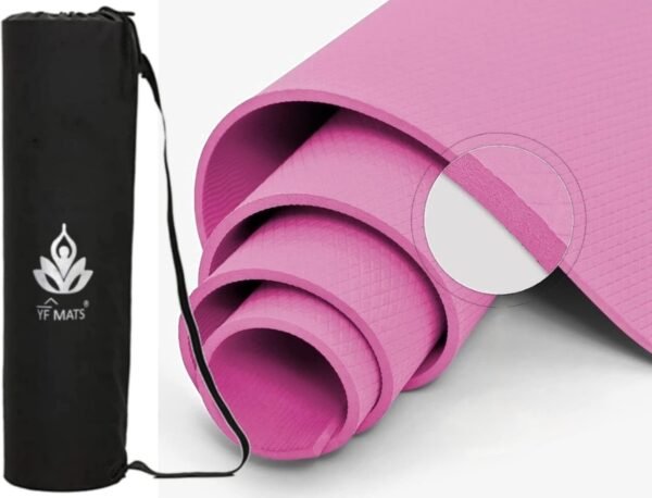 YFMATS 6MM(pink with cover) - Anti slip Eva Eco Friendly Yoga Mat Pink 6 mm Yoga Mat ()