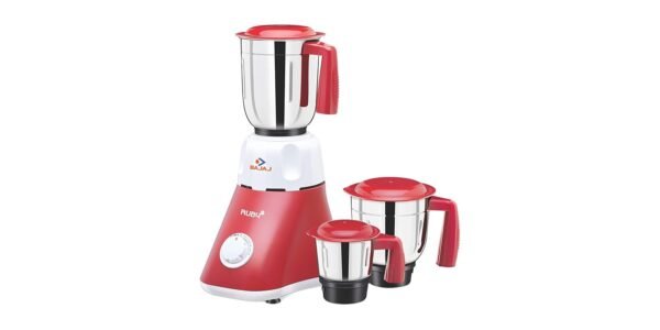 (Refurbished) Bajaj Ruby 500-Watt Mixer Grinder with 3 Jars (White/Red)