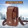 ZIBUYU® Mobile Pouch for Men Leather Magnetic Cover Belt Clip Compatible for iPhone 12, 13, 14 Pro Max Phone Case Mini Crossbody Men Waist Sling Bag Mobile Holster for Men, Brown - 1 - Image 3