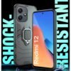 WOW IMAGINE Shock Proof Back Case Mobile Cover for Mi Redmi 12 5G | Redmi 12 4G | Poco M6 Pro 5G (Tough Armor | Hybrid PC + TPU | Full Protection with Ring Holder & in-Built Kickstand | Black) - Image 4