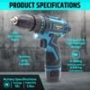 TOMAHAWK® T9130 12V Cordless Screwdriver and Drill Machine - 1350RPM, Reversible Switch, Mult... - Image 7