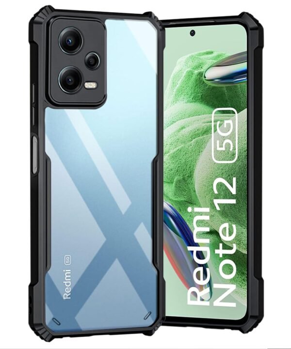 WOW IMAGINE Shock Proof Back Case for Redmi Note 12 5G | Poco X5 5G - AirEDGE Technology | Camera Protection | Transparent Hybrid Mobile Back Case Cover - Black