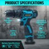 TOMAHAWK® TDS-7812 Cordless Screwdriver & Drill Set, 12V, Lightweight and Compact with Adjust... - Image 7