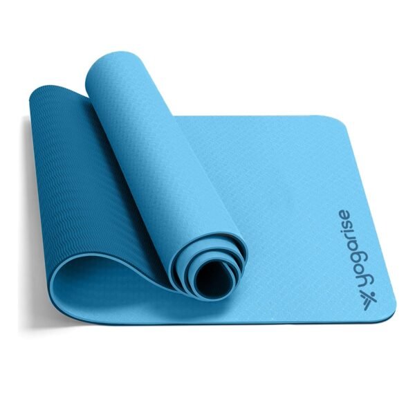 Yogarise 8mm Dual Yoga Mat with Bag & Strap, Yoga Mat for Women & Men, Premium TPE Material Extra Thick Exercise Yoga Mat for Workout, Yoga, Fitness, Exercise Mat Anti Slip Mat, Yoga Mat Gym Mat (Light & Dark Blue)