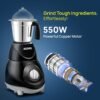 AGARO Elite Mixer Grinder 550W, 100% Copper Motor, 3 Stainless Steel Jar, 3 Speed, Whip Funct... - Image 3