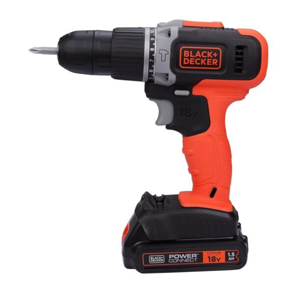 BLACK+DECKER Bcd003C1 18V 10Mm Cordless Variable Speed Hammer Drill Machine With 1X1.5Ah Li-I...