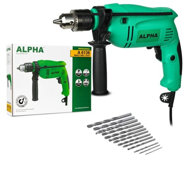 Alpha Corded Electric Impact Drill Machine, 650 W, 13mm Chuck, 2800 Rpm, Variable Speed, Left...
