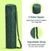 Wiselife Yoga Mat Bag Green LeavesPremium Carry Bag, Full Easy Access Zip, Multi Functional Storage Pockets & Adjustable Shoulder Strap - Green - Image 4