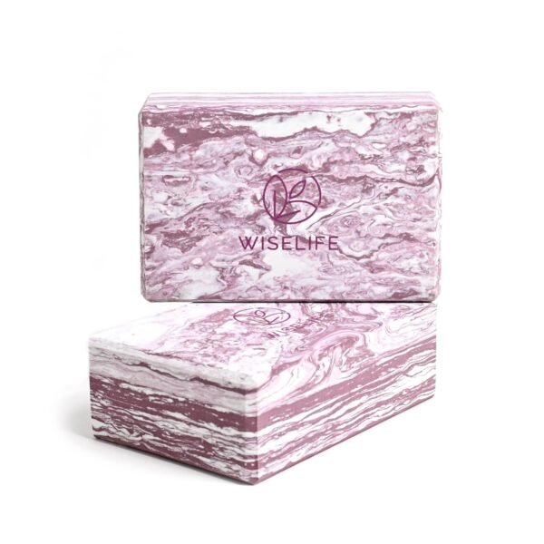 WiseLife Wine Marble Print Yoga Blocks | Yoga Bricks (Pack of 2, Extra Large Size), High Density Premium TPE Foam Material, Soft Surface, Triple Layer for Optimum Balance, Support & Cushion