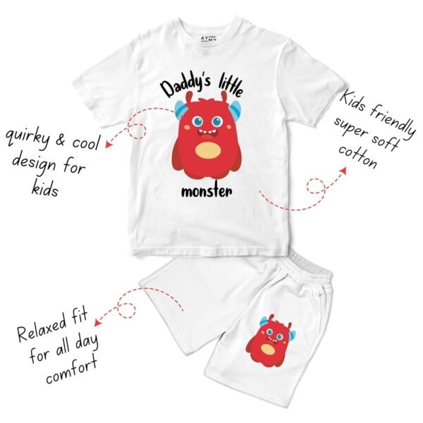 AYMY Daddy's Lil Monster Printed Design Half S...
