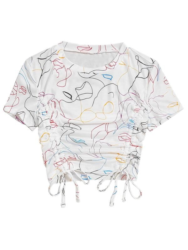TOPLOT Printed Crop Top for Women with Short S...