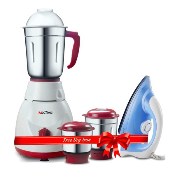 Activa Pluto Combo 500 Watt 3 Jar Mixer Grinder With Electric Dry Iron Come With 2 Year Warra...