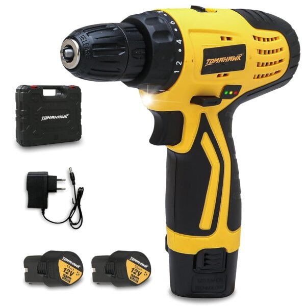 TOMAHAWK® T7384 12V Cordless Screwdriver and Drill Machine - 1350RPM - Reversible switch Mult...