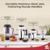 Wonderchef Galaxy Mixer Grinder 750 100% Copper Motor, 4 Stainless Steel Jars, Black & Grey, ... - Image 6