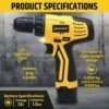 TOMAHAWK® T7384 12V Cordless Screwdriver and Drill Machine - 1350RPM - Reversible switch Mult... - Image 7