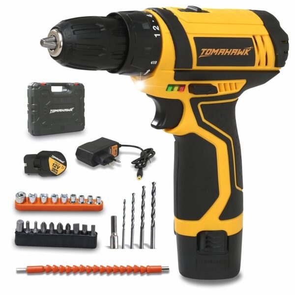 TOMAHAWK® T 7600-S Cordless Screwdriver & Drill Set, 25pcs - Compact and Powerful, Light weig...
