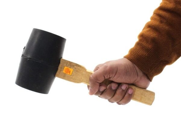 Tunir Professional Rubber Mallet Hammer Head with Wooden Handle, 3'' Inch