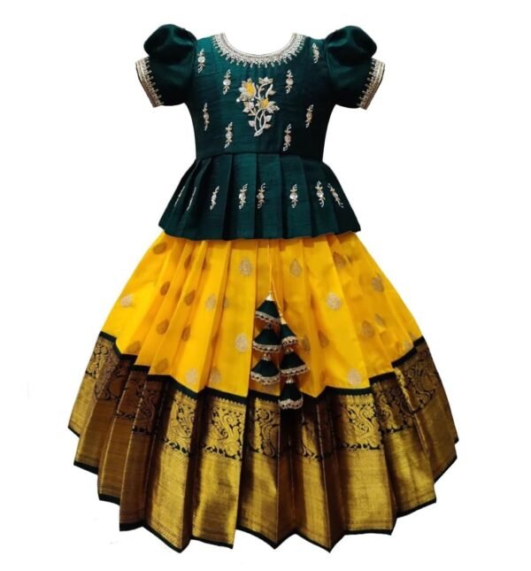 White Button Girls Jacquard New South Indian T...