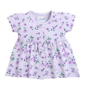 BUMZEE Lavender Girls Half Sleeves Cotton Froc...