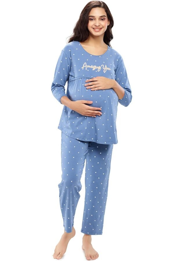ZEYO Women's Cotton Heart Printed Maternity & ...