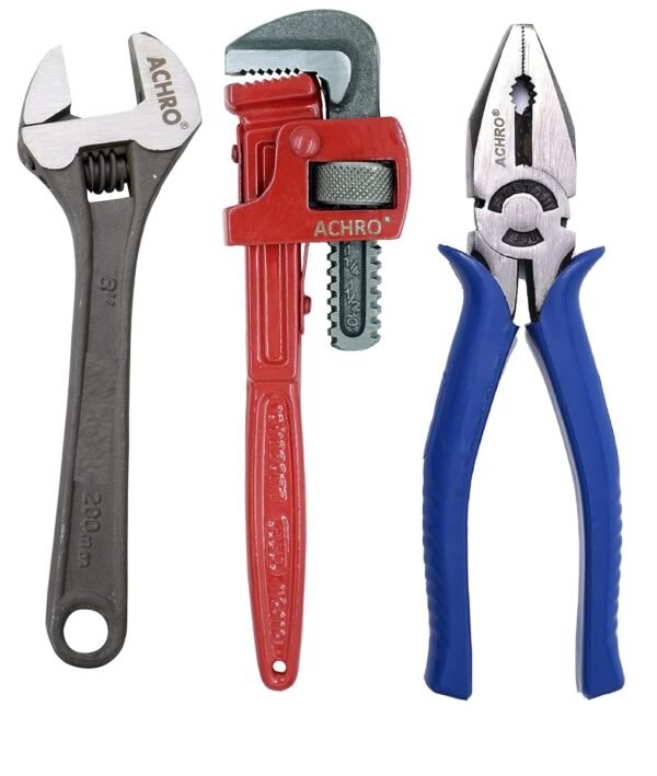 ACHRO Combo Pack of 3 Tool Kits Set for Home (Contains 8 Inch Adjustable Spanner, 8 Inch Comb...