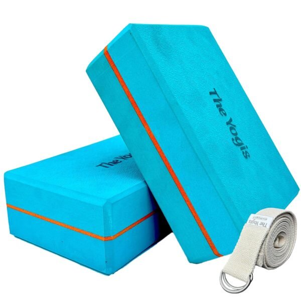Yoga Blocks Set of 2 and Belt High Density Foam for Stretching, Balancing Yoga Bricks, Yoga Block Premium Yoga Accessories for Women & Men Yoga Equipment Extra Large Size 3 x 6 x 9 inches with Belt