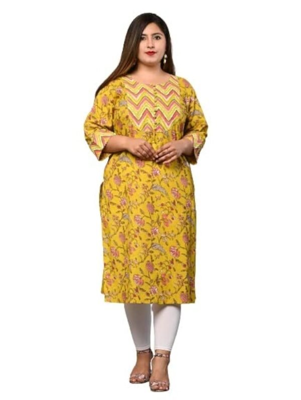 Women Printed Pure Cotton Plus Size Straight K...