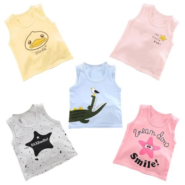 100% Cotton Unisex Sleeveless Kids Baniyan (Pa...