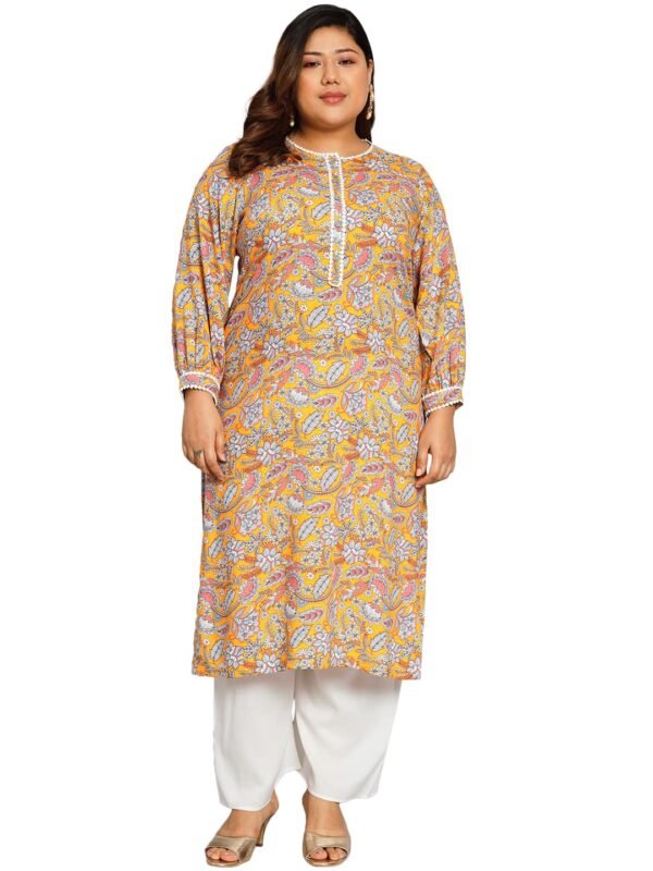 Tissu Women's Plus Size Yellow & Pink Printed ...