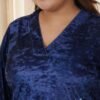 Amydus Plus Size Blue Floral Velvet Top for Wo... - Image 6