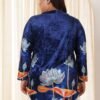 Amydus Plus Size Blue Floral Velvet Top for Wo... - Image 7