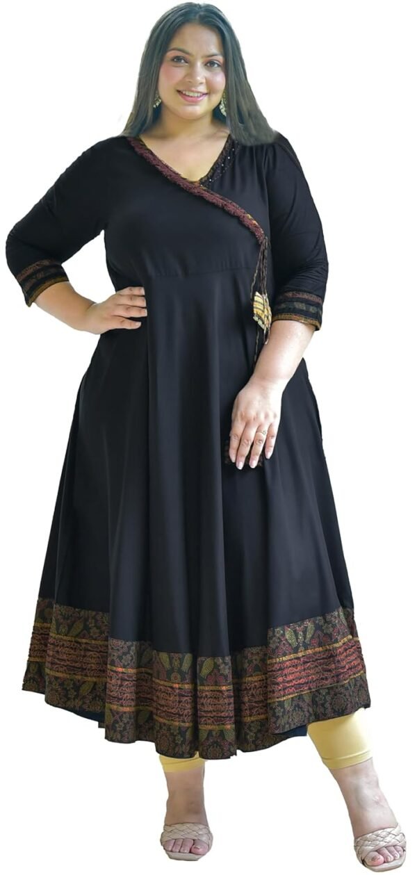 Yash Gallery Women's Rayon Printed Angrakha Ku...