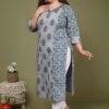 Women Printed Pure Cotton Plus Size Straight K... - Image 3
