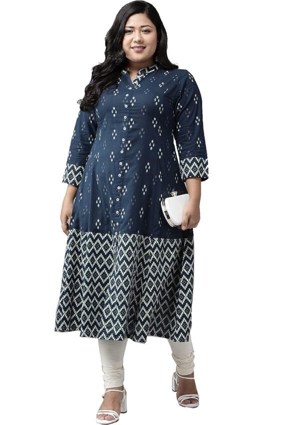 Yash Gallery Women's Cotton Ikat Printed A-Lin...