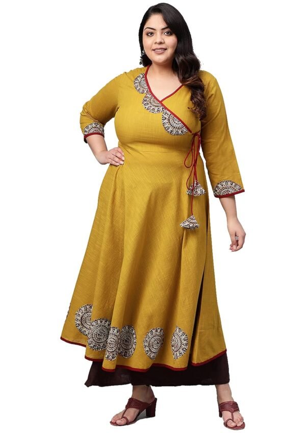 Yash Gallery Women's Cotton Slub Angrakha Styl...