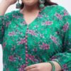 Tissu Women's Plus Size Dark Green & Pink Prin... - Image 6