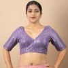 Women's Sequin Embroidered V Neck Elbow Half S... - Image 2