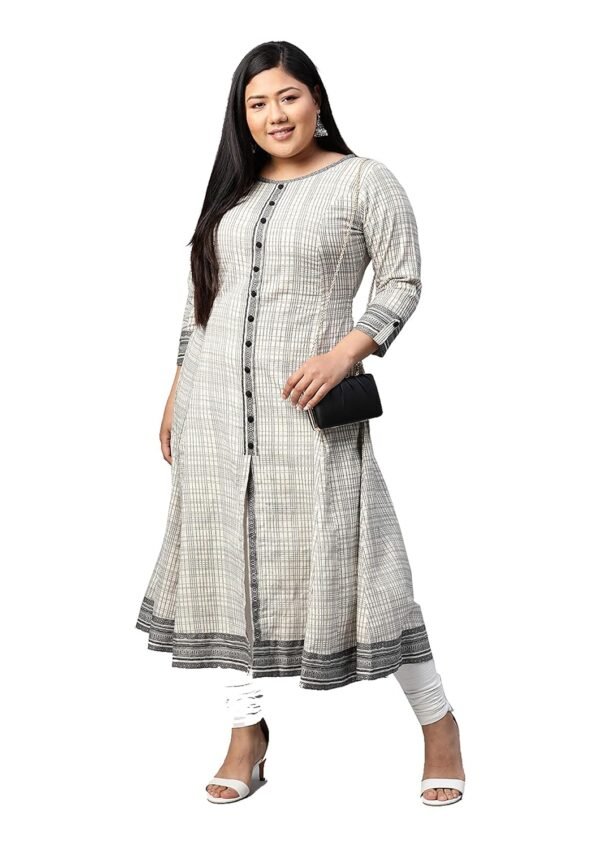Yash Gallery Women's Plus Size Cotton Slub Geo...