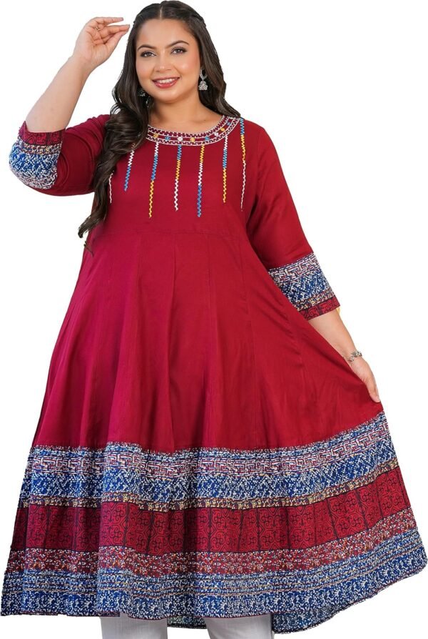 Yash Gallery Women's Cotton Embroidered Anarka...